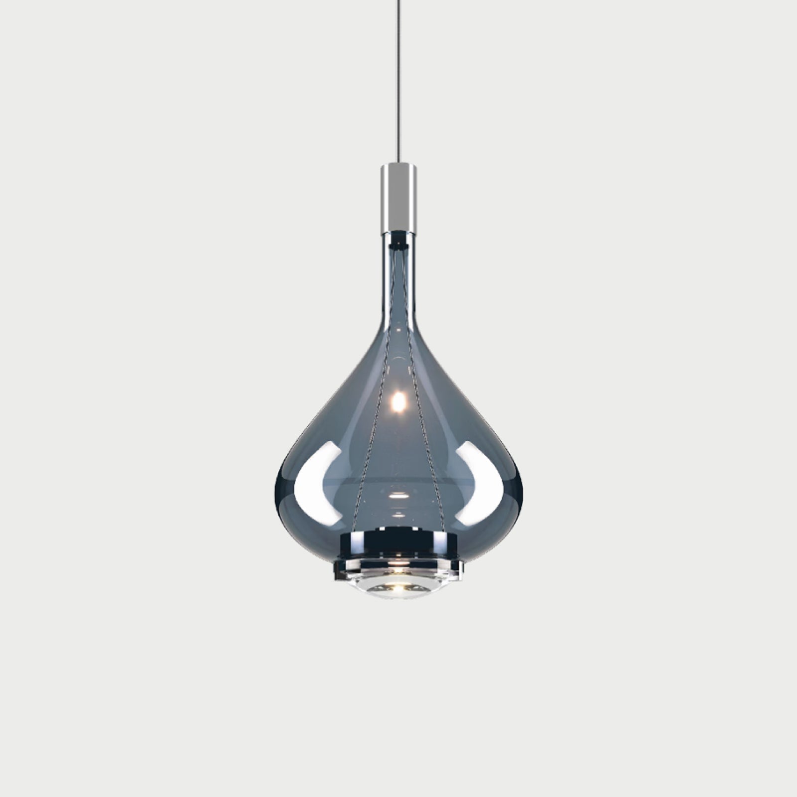 SKY-FALL MEDIUM - Chrome / Deep Azure Steel - Suspension Lamp