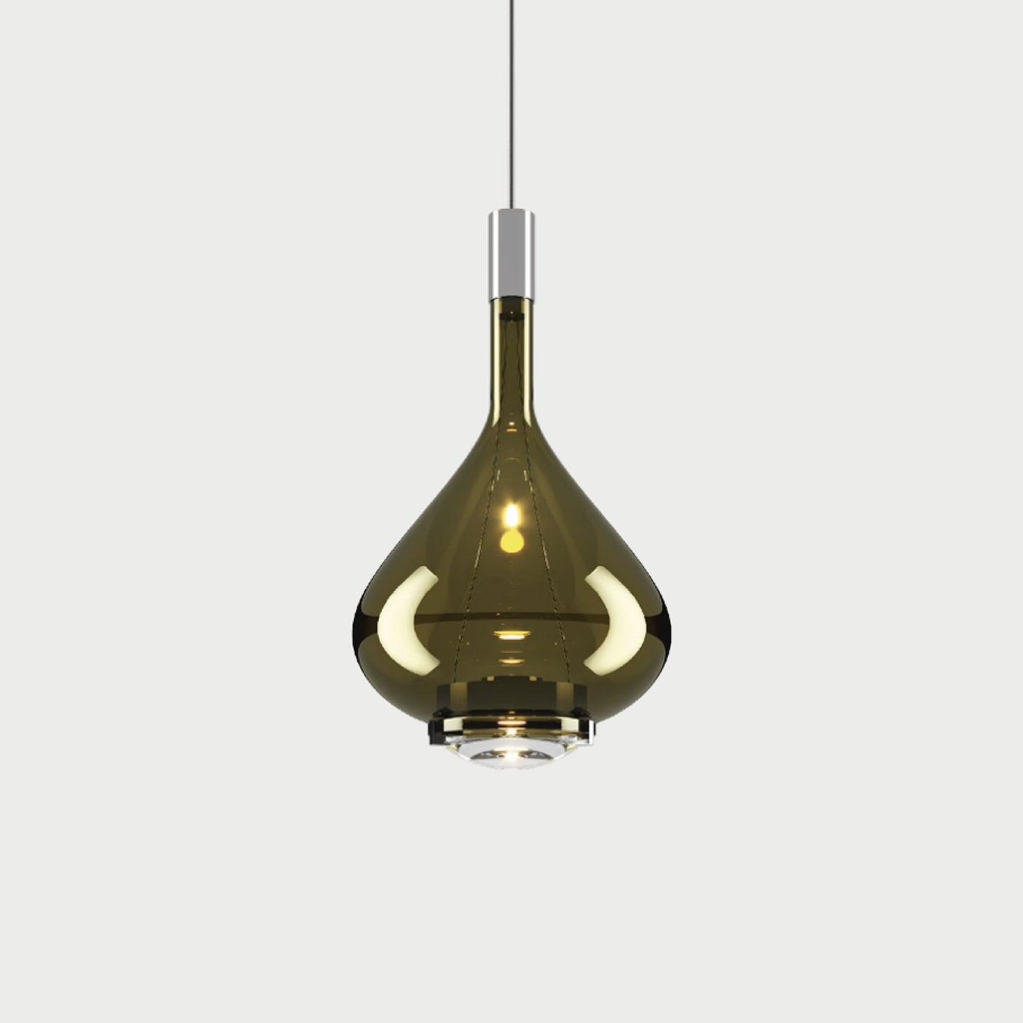 SKY-FALL MEDIUM - Chrome / Golden Sage - Suspension Lamp