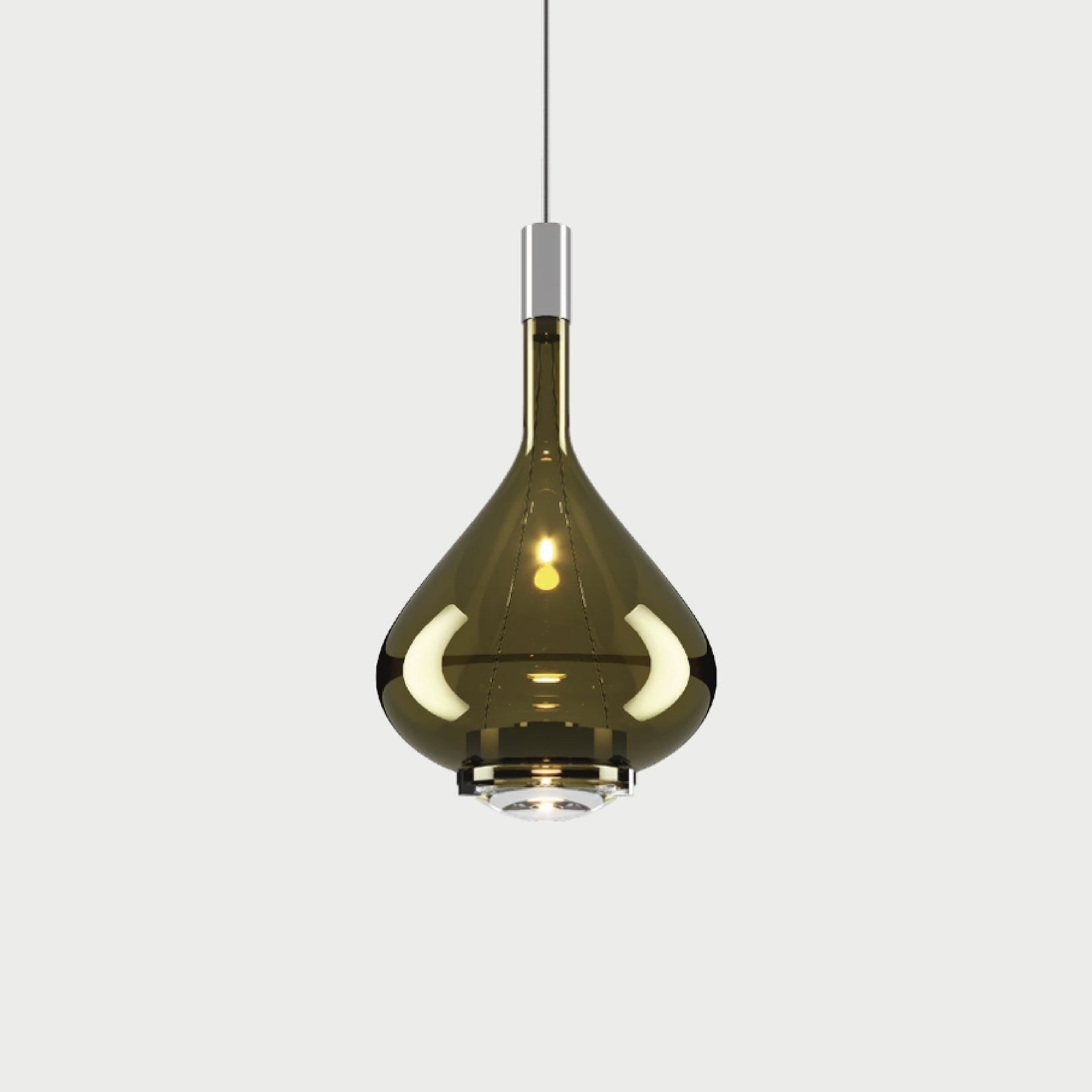 SKY-FALL MEDIUM - Chrome / Golden Sage - Suspension Lamp