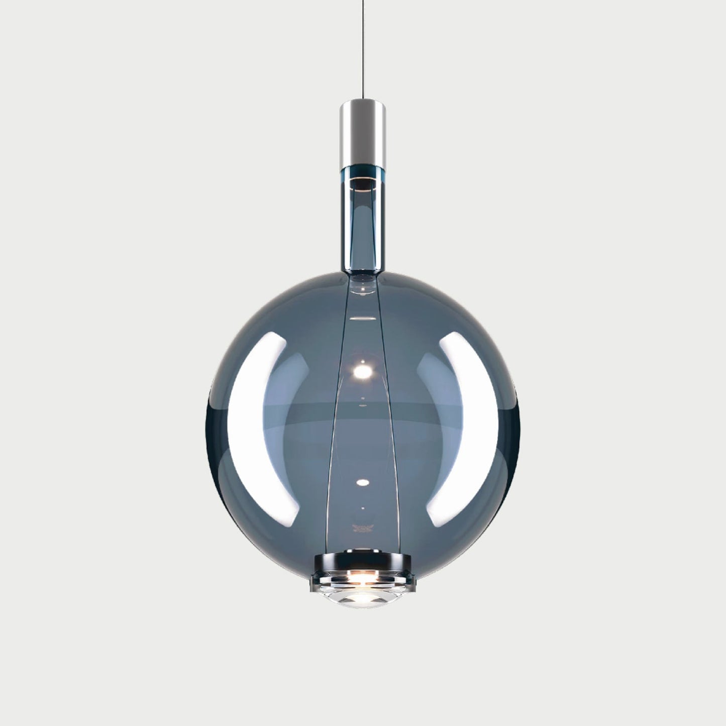 SKY-FALL ROUND LARGE - Chrome / Deep Azure Steel - Suspension Lamp