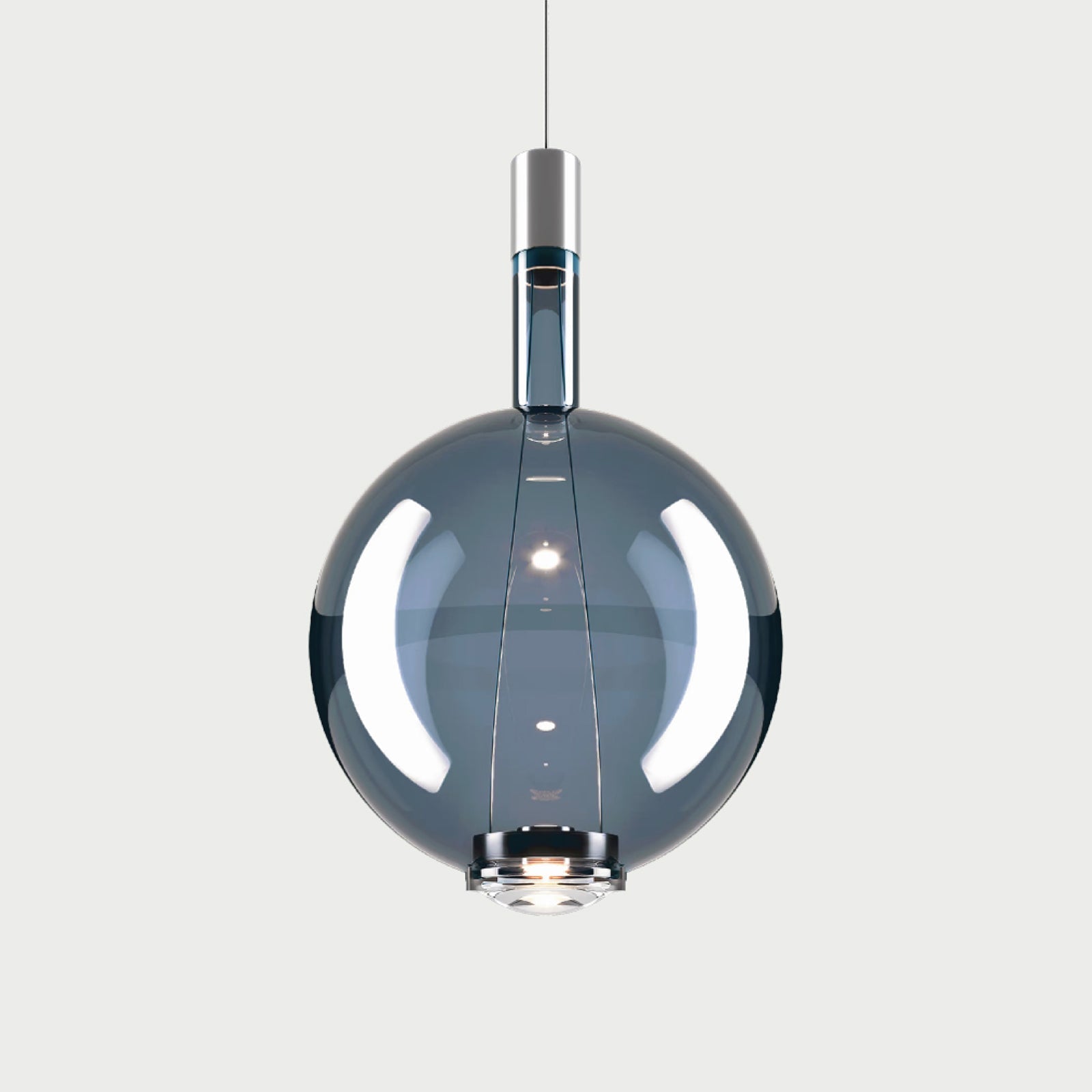 SKY-FALL ROUND LARGE - Chrome / Deep Azure Steel - Suspension Lamp
