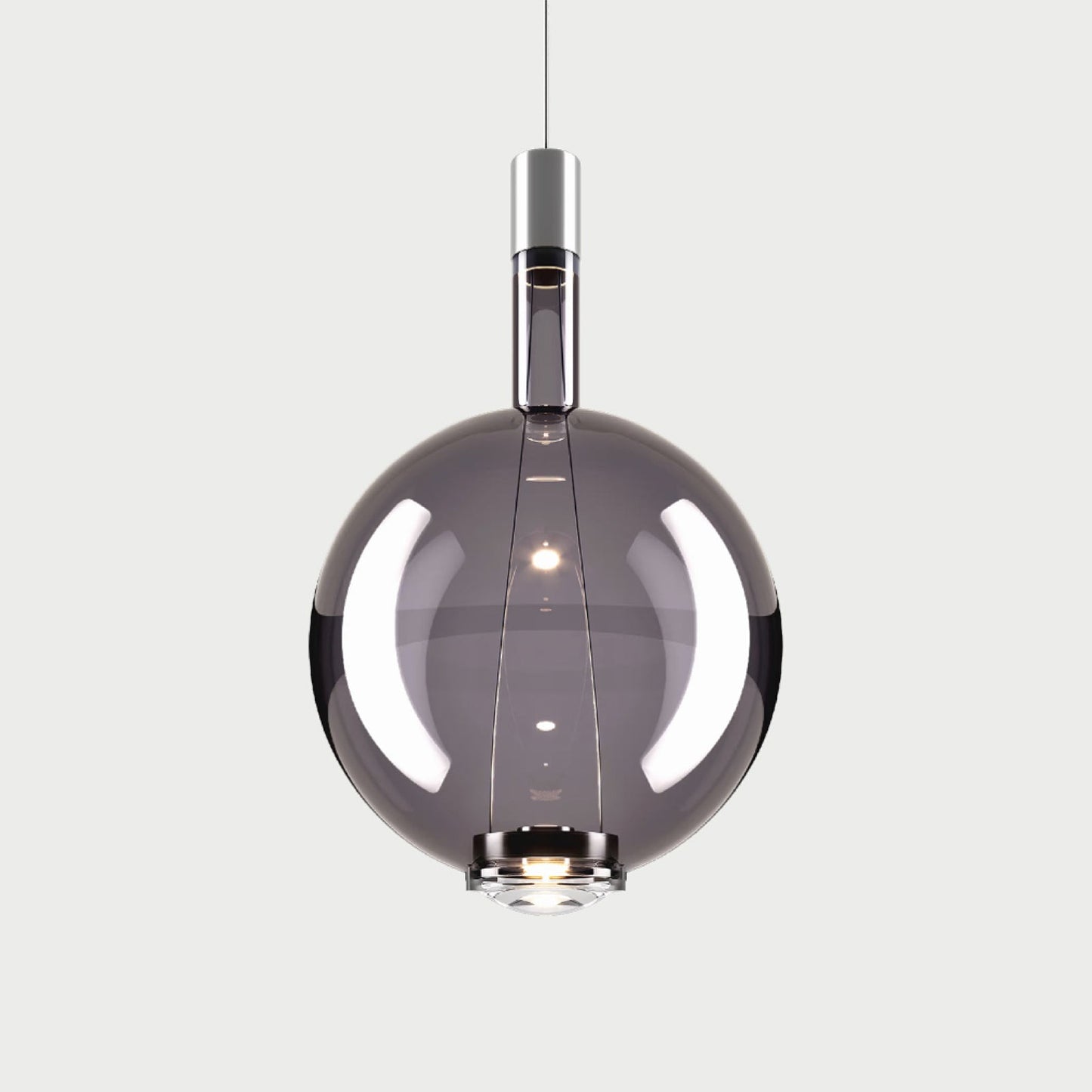 SKY-FALL ROUND LARGE - Chrome / Glossy Smoke - Suspension Lamp