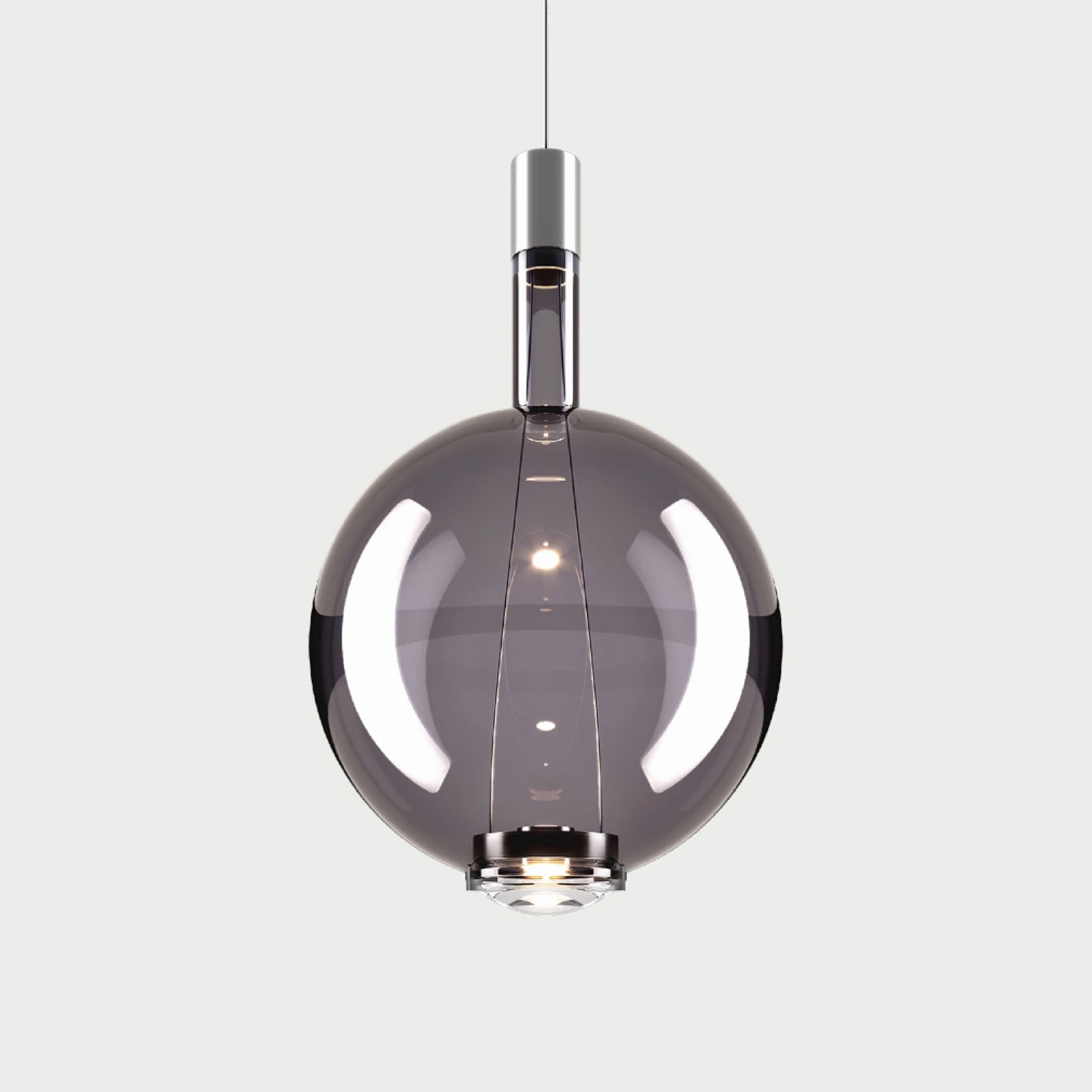 SKY-FALL ROUND LARGE - Chrome / Glossy Smoke - Suspension Lamp
