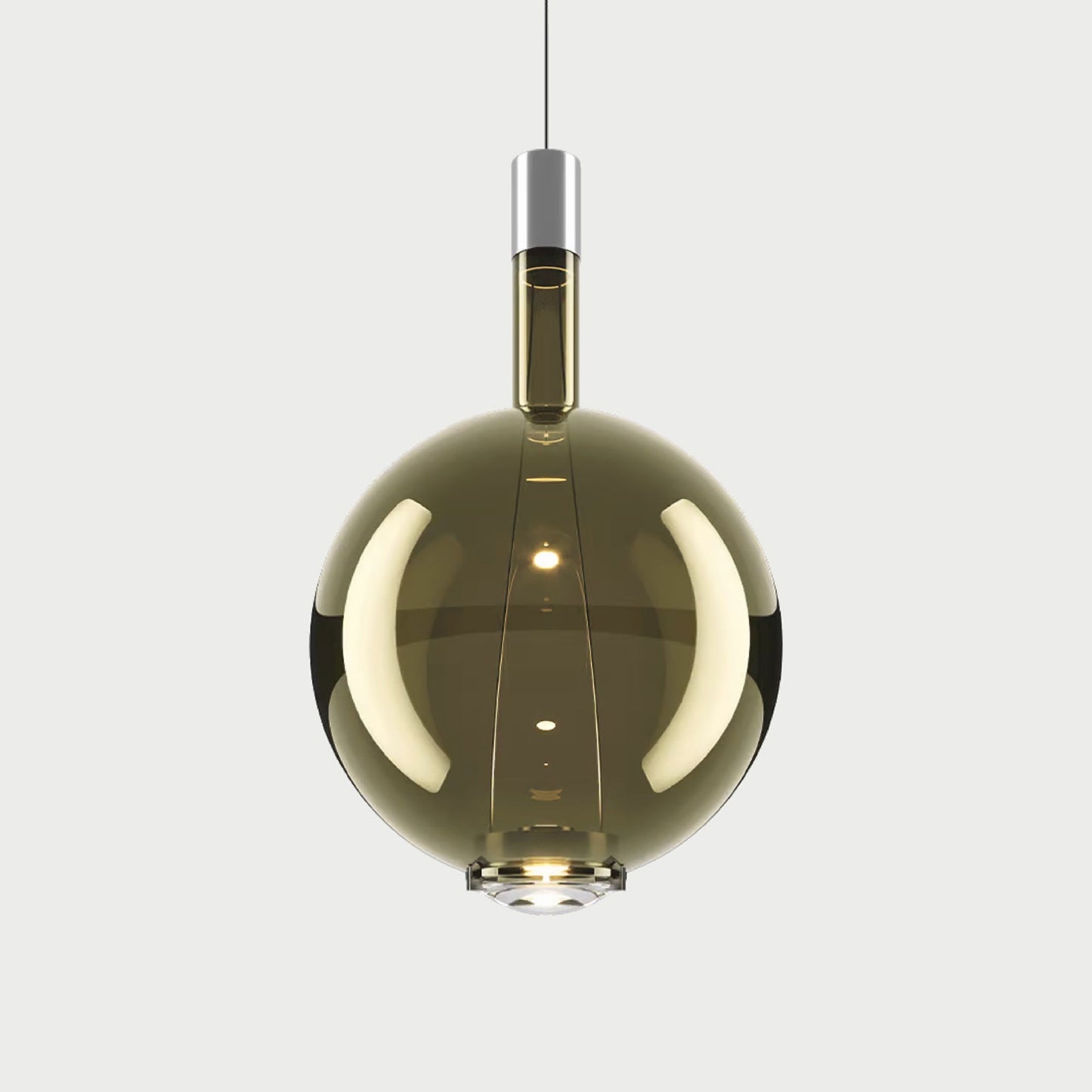 SKY-FALL ROUND LARGE - Chrome / Golden Sage - Suspension Lamp