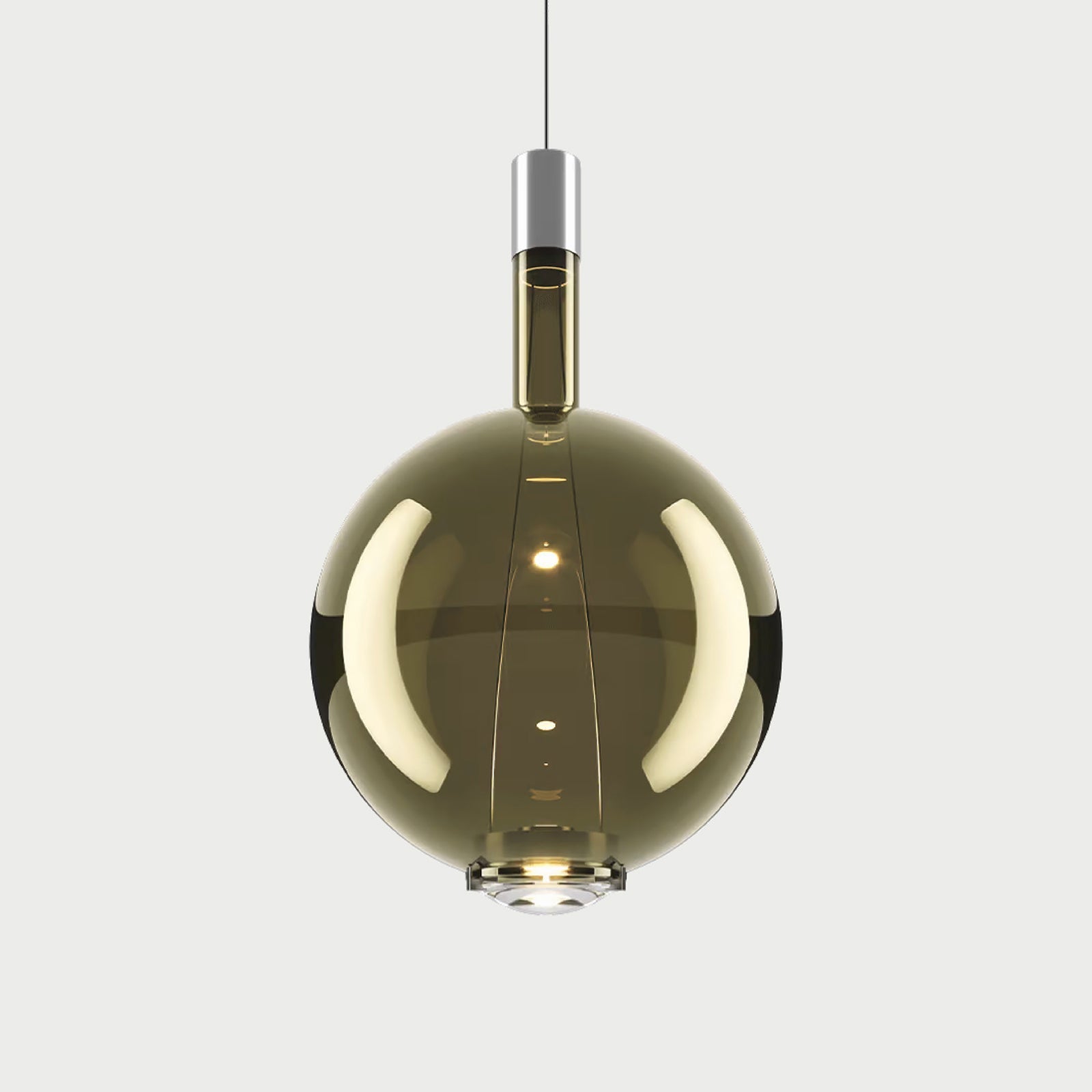 SKY-FALL ROUND LARGE - Chrome / Golden Sage - Suspension Lamp