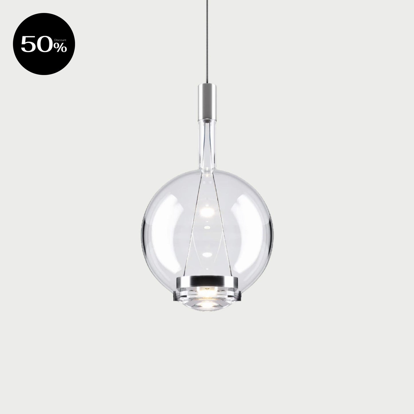 SKY-FALL ROUND MEDIUM-1 - Chrome / Clear - Suspension Lamp