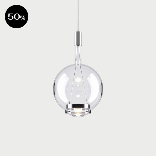 SKY-FALL ROUND MEDIUM-1 - Chrome / Clear - Suspension Lamp