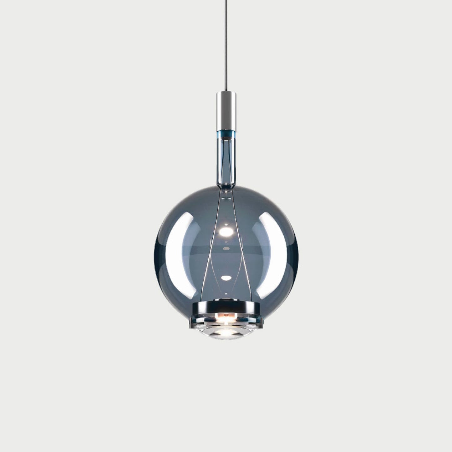 SKY-FALL ROUND MEDIUM - Chrome / Deep Azure Steel - Suspension Lamp
