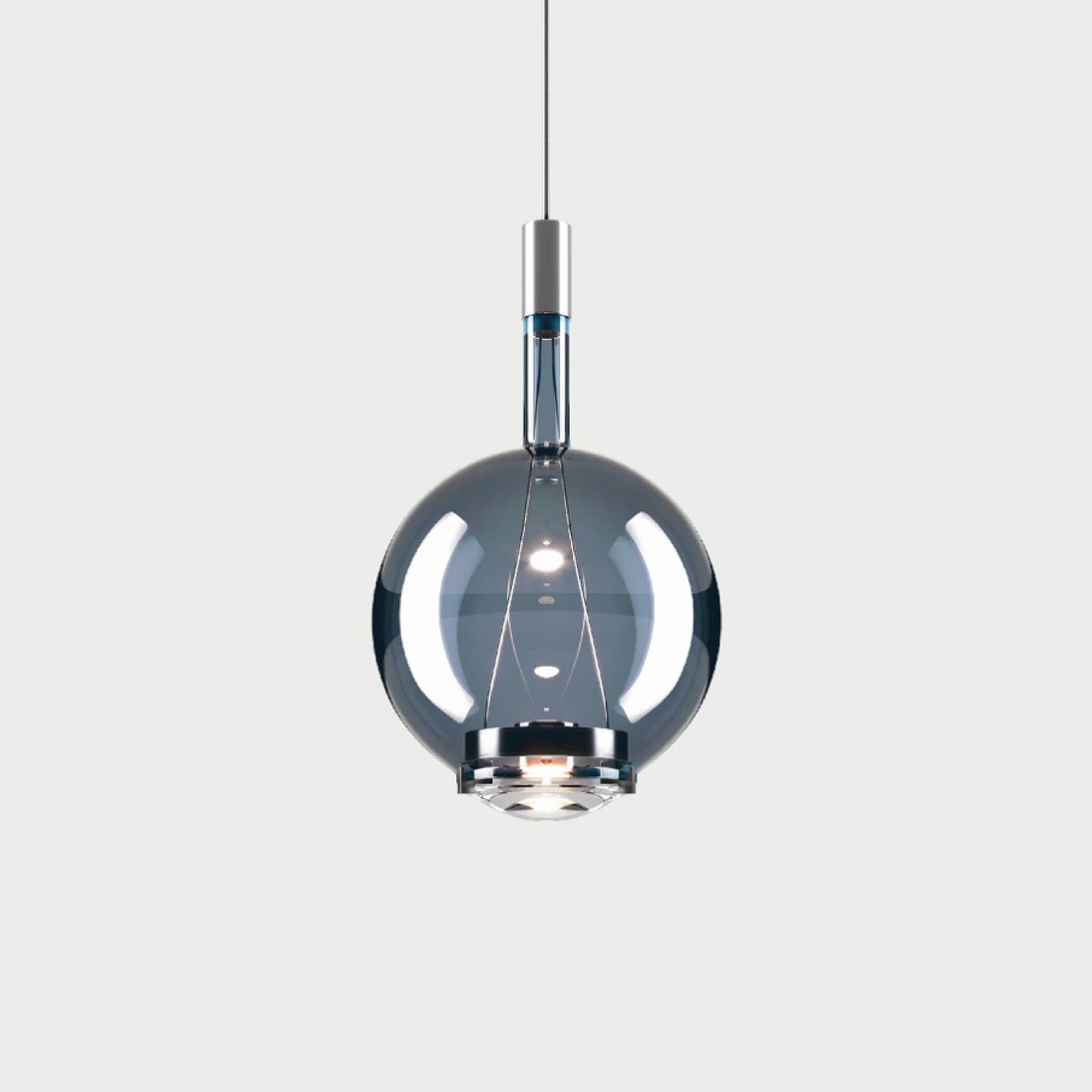 SKY-FALL ROUND MEDIUM - Chrome / Deep Azure Steel - Suspension Lamp