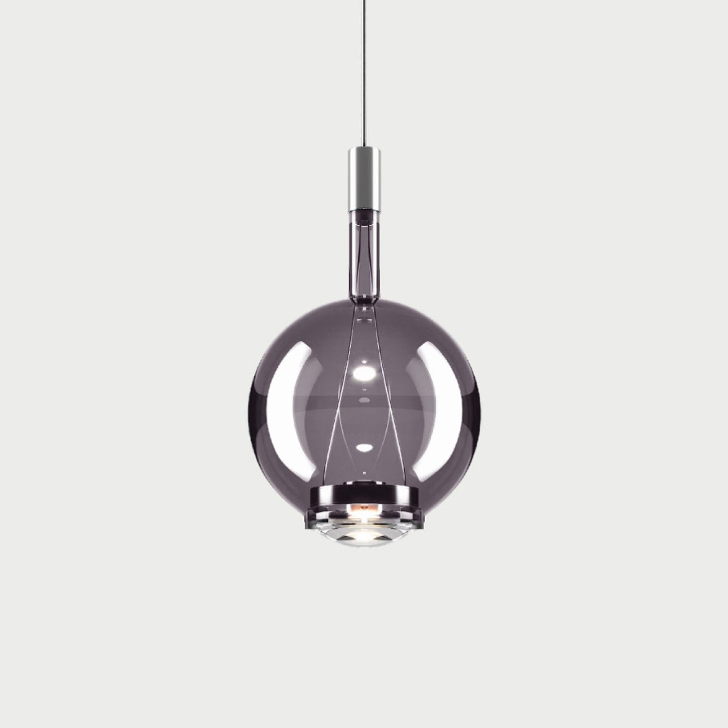 SKY-FALL ROUND MEDIUM - Chrome / Glossy Smoke - Suspension Lamp