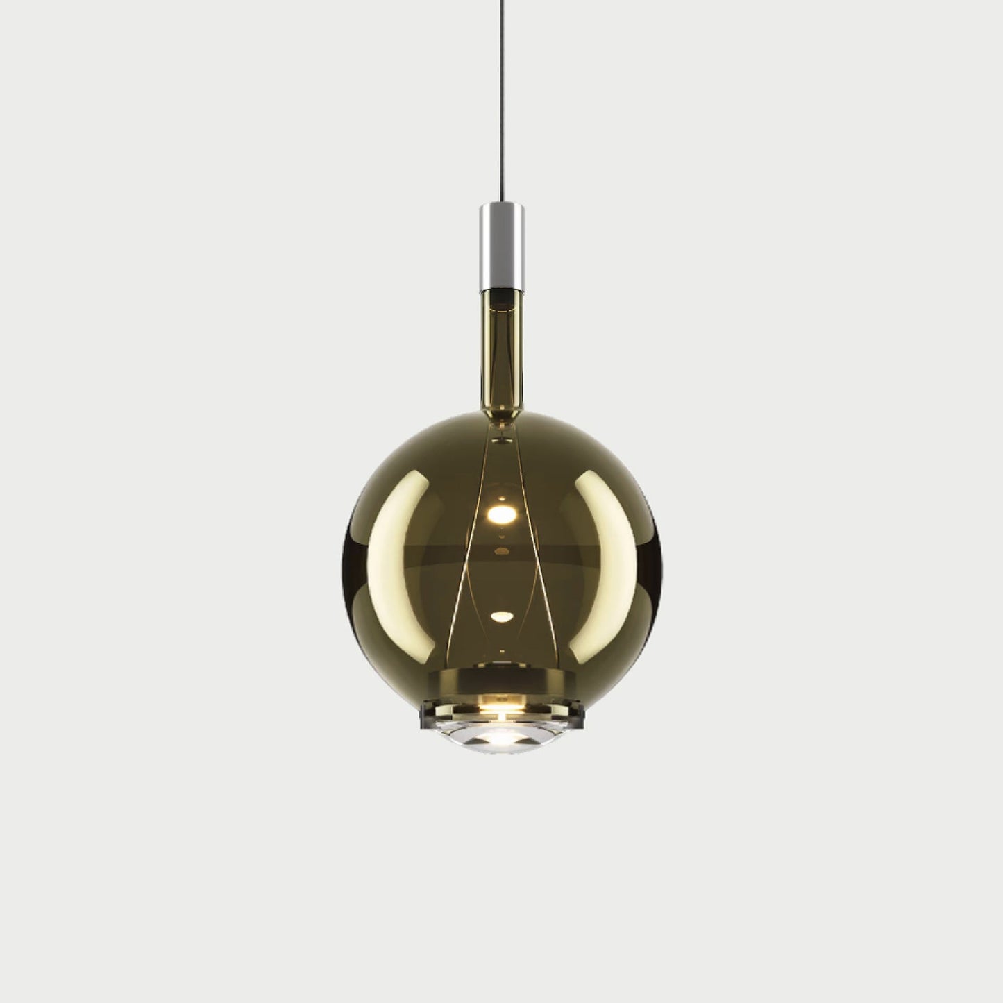 SKY-FALL ROUND MEDIUM - Chrome / Golden Sage - Suspension Lamp